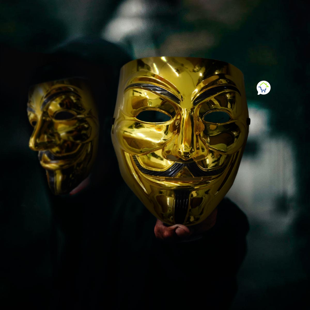 Máscara Anonymous V Venganza Hacker Vendetta Dorada Halloween Disfraz AND-01