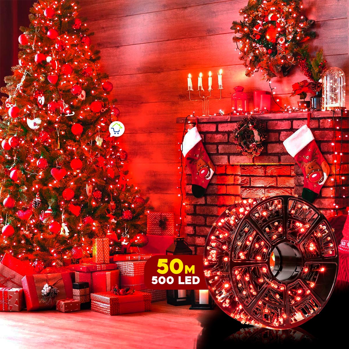 Luz Led Lineal 50 Metros 500 Led Carrete Luces Navidad Cable Verde 150