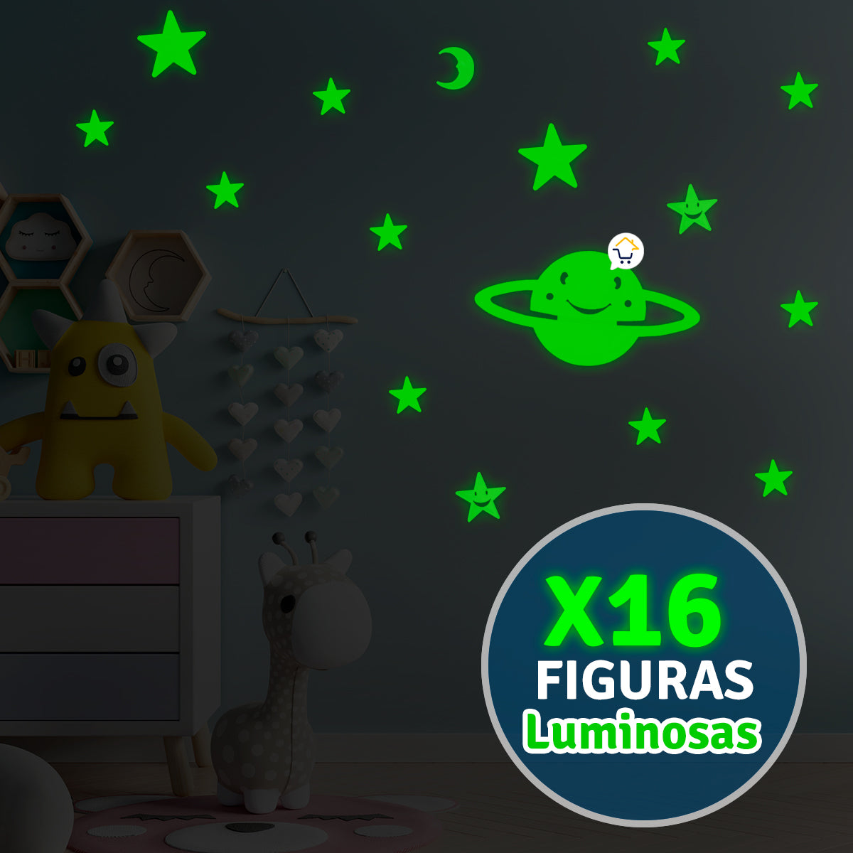 Figuras Luminosas 3D Fluorescentes Noche Dormitorio Hogar FIG006