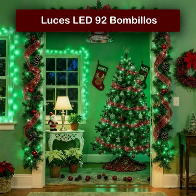 Cortina de Luz LED Verde 6 m Decoración Navideña y Festiva para Hogar 1405-E100L