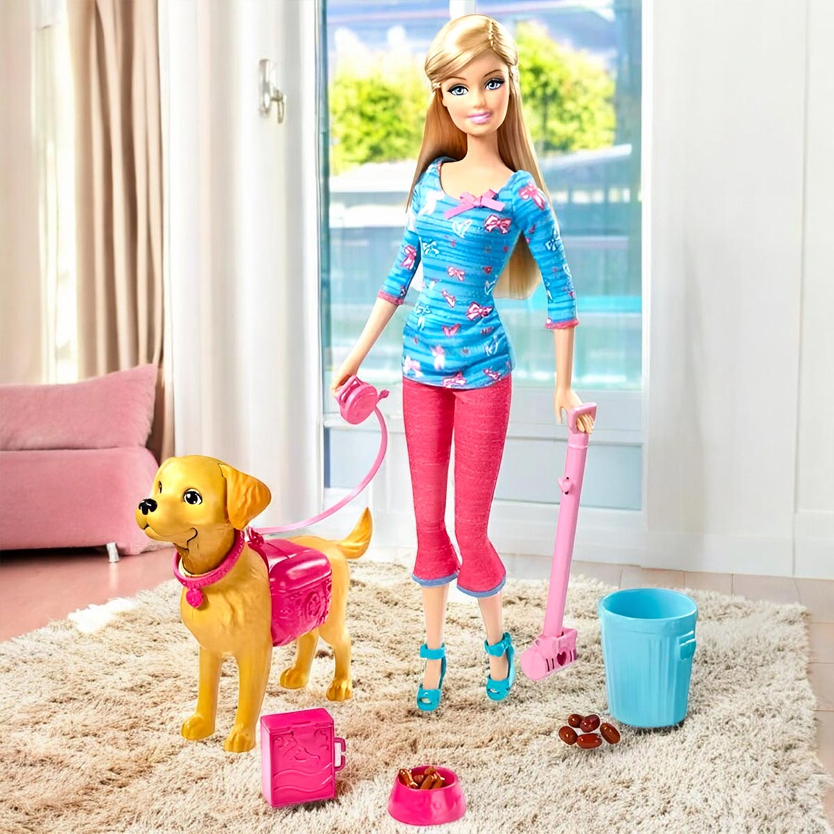 Muñeca Tipo Barbie Con Mascota Perro Accesorios Niñas Juguete HB009