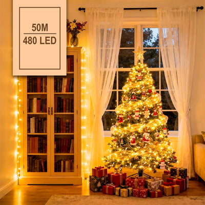 Luz LED Lineal 50 Metros 480 LED Extensión Navideña Cable Transparente 1510A