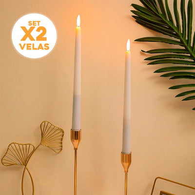 Vela Larga LED x2 Decorativa Efecto Real 830-33