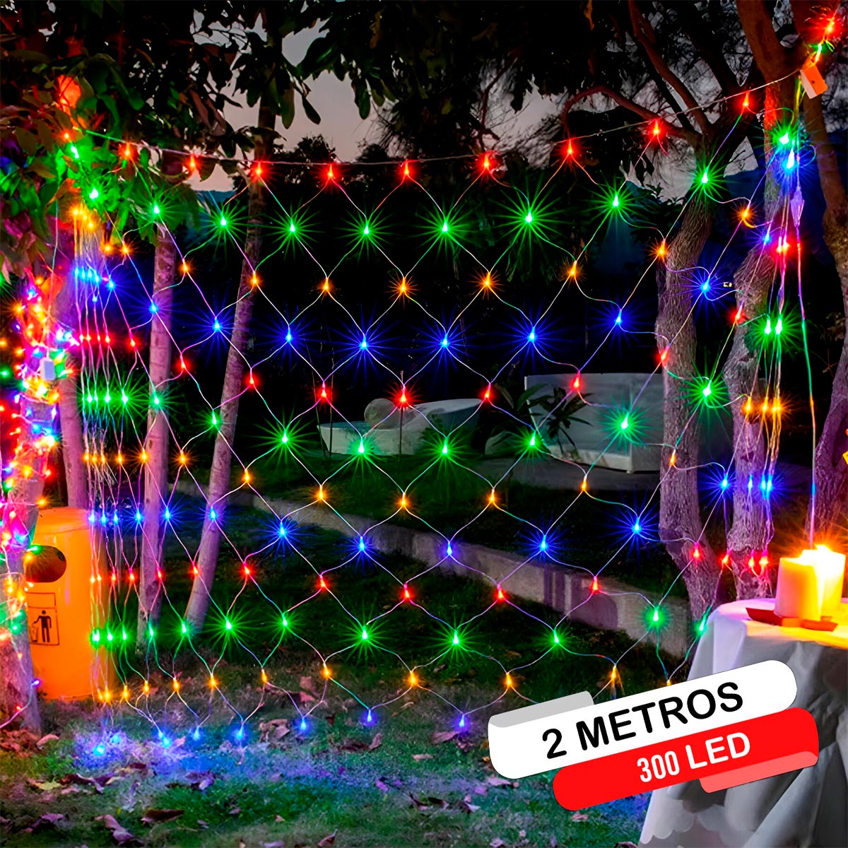 Luces Malla LED 300 Luces 2x1.8 Metros Luz Navidad 2123