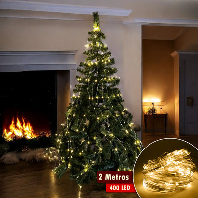 Luz Línea Cascada Micro LED Para Árbol 400 Luces 200 cm Cálida Navidad 1580V