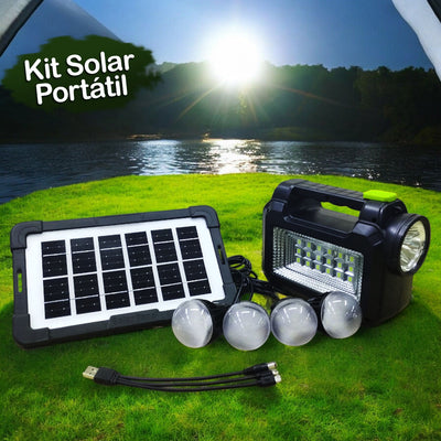 Kit Panel Solar Lámpara De Emergencia Bombillos Recargable Portátil Camping GD-205