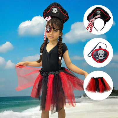 Disfraz Pirata Rojo Infantil Tutú Diadema Halloween OF-1504