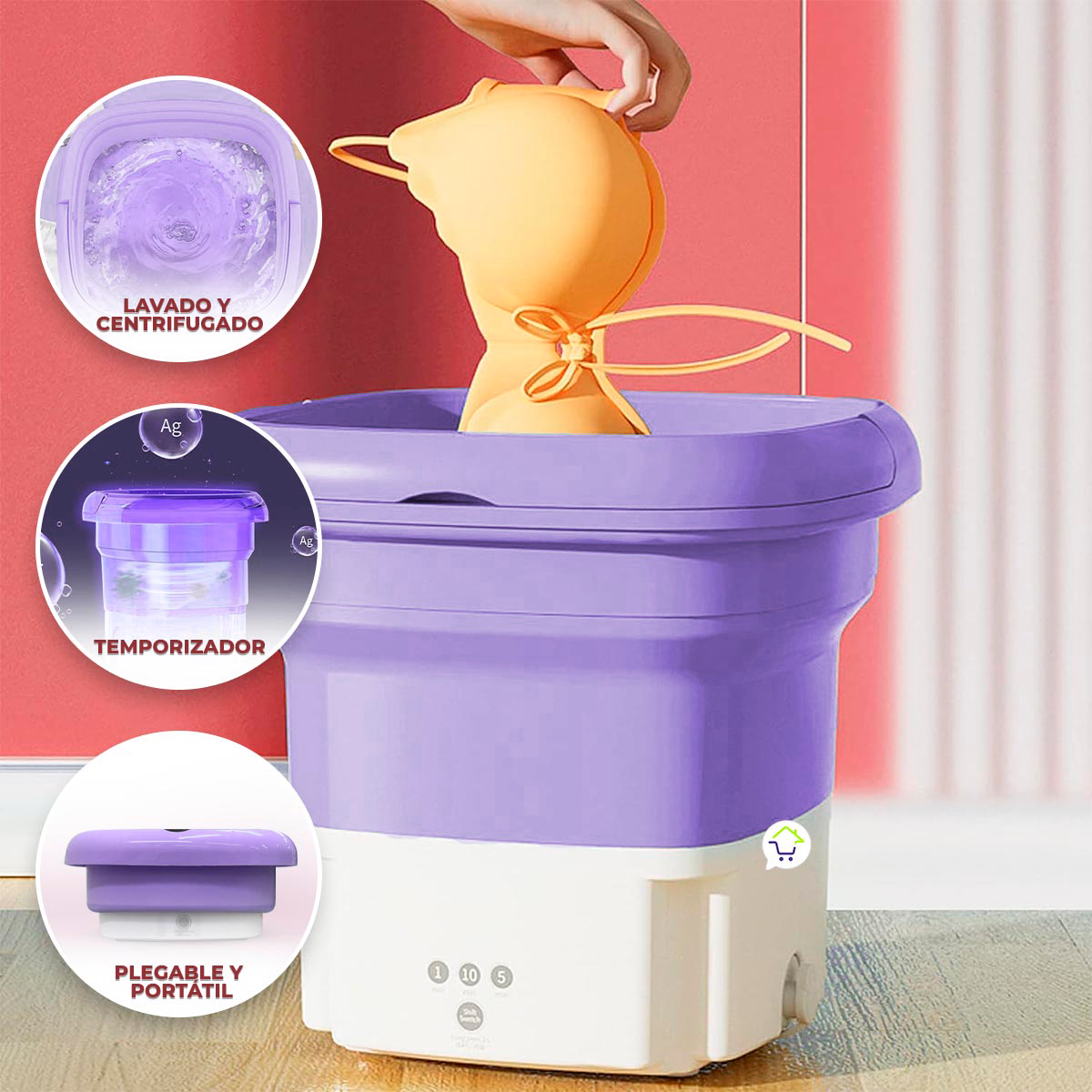 Mini Lavadora Automática Portátil Plegable Viajera CENC-031