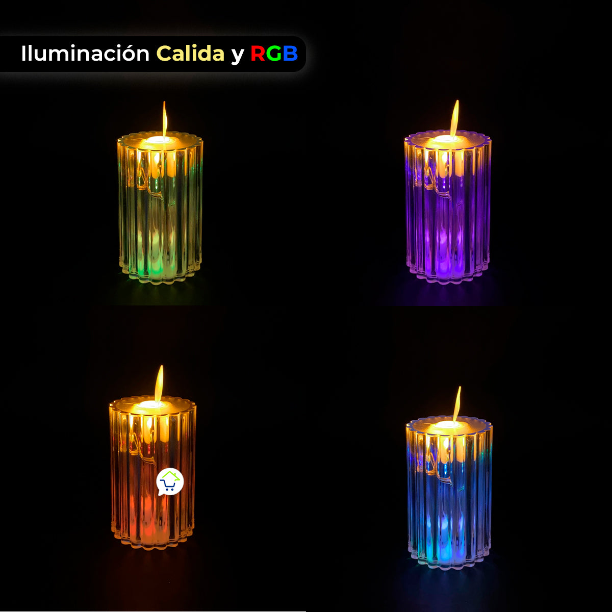 Vela De Movimiento Realista De Luz Cálida Y Base Multicolor DK-1522