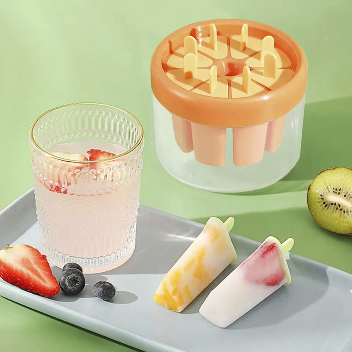 Molde para Helados Reutilizable 8 Puestos Yogurt y Paletas Caseras ICM-AL