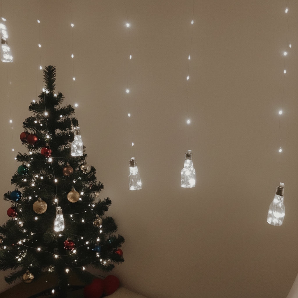 Cortina Micro LED 3 X 1 M Botellas 12 Tiras 192 Luces Blanco 1612