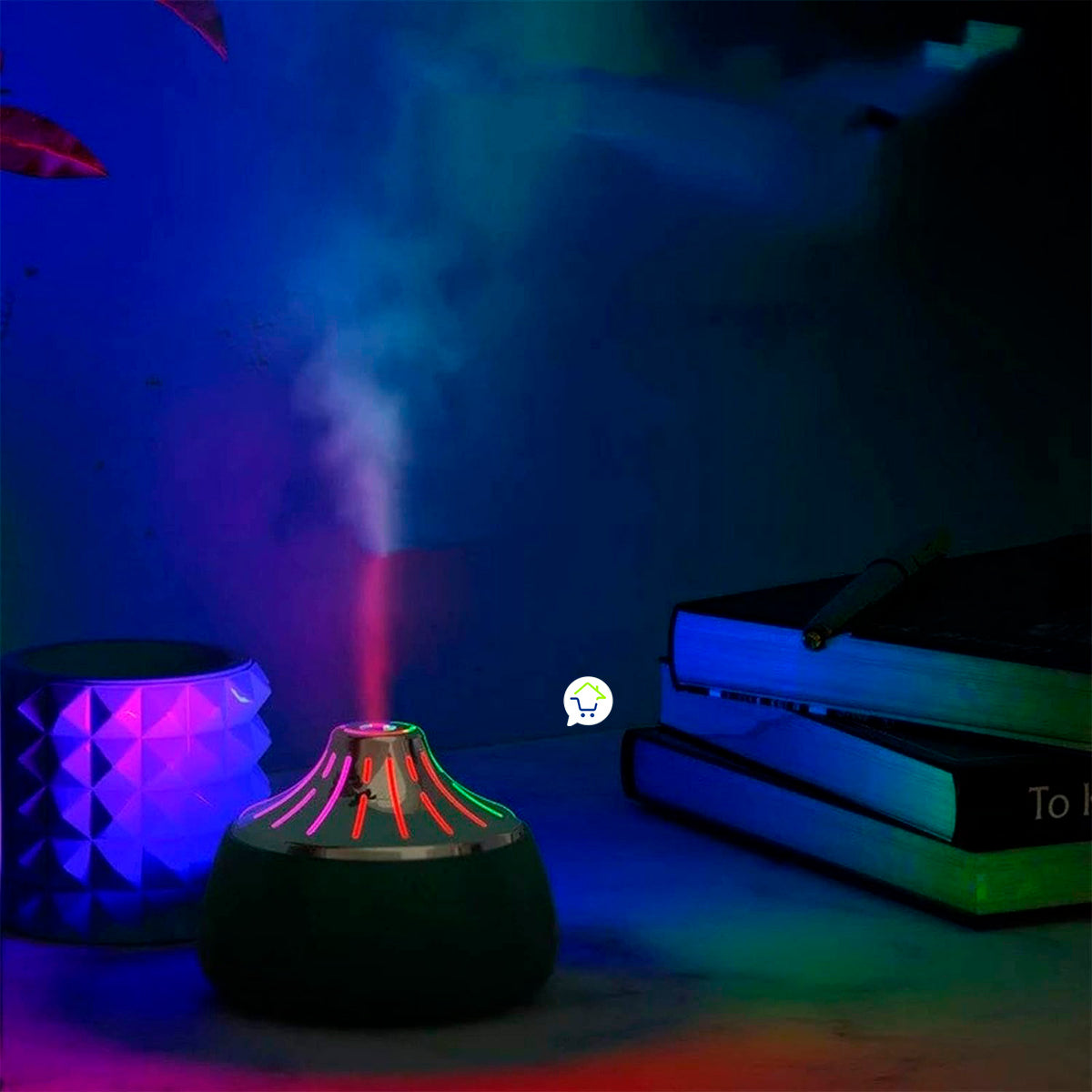 Humidificador Volcán Led RGB Difusor de Aromas X9