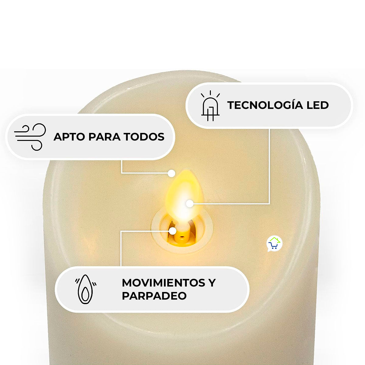 Vela Decorativa LED Parafina Efecto Real Recargable 2240-52