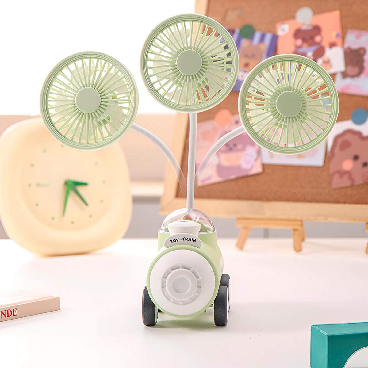 Mini Ventilador de Escritorio Recargable con Luz y Sacapuntas 1-2021