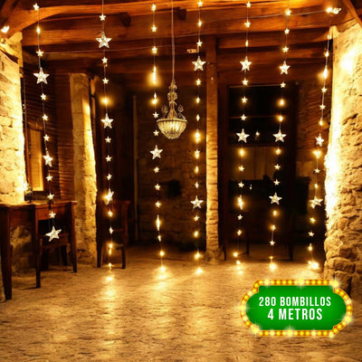 Cortina Luces LED Estrellas Navidad 4x2M Decoración 1655