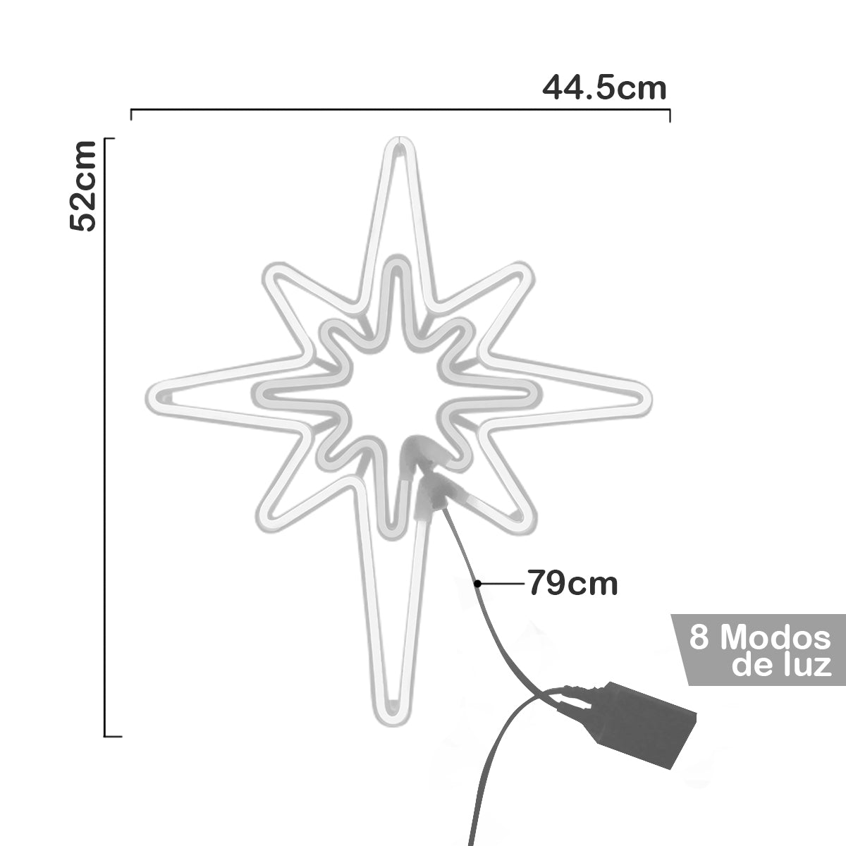 Estrella Luz Neón 8 Puntas Puerta Navidad Azul 2208xh