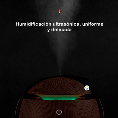 Humidificador de Aire Madera Difusor Aromaterapia LED 006A