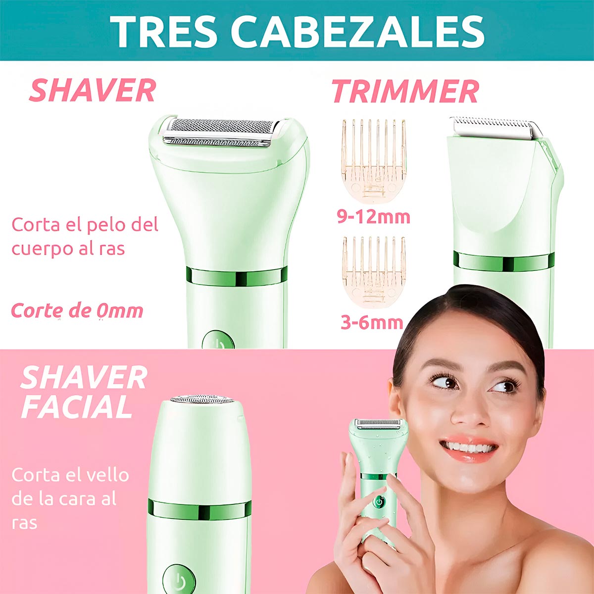 Depilador Femenino 3 en 1 Corporal Removedor Vello V-735