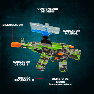 Pistola AK De Juguete Hidrogel Lanzador Eléctrico + 5.000 Orbis RS00-62