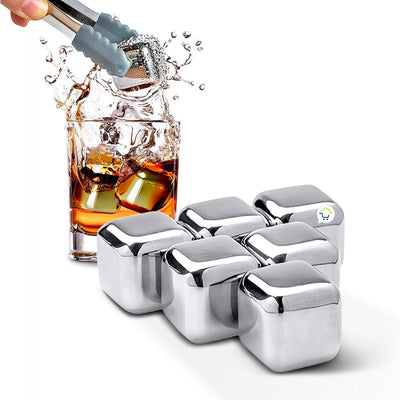 Cubos De Hielo Reutilizables x6 En Acero Coctelería Bebidas Frías GT-09