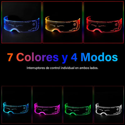 Gafas Luminosas Futuristas Luz LED de 7 Colores Para Fiesta OF-1455