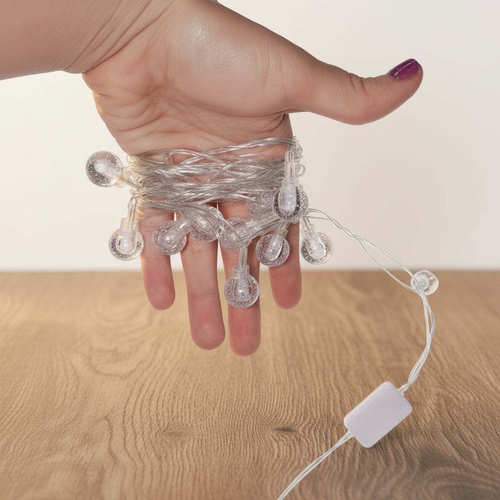 Luces LED Esfera De Cristal Burbuja 3 Metros Decoración Guirnalda Navidad A3102