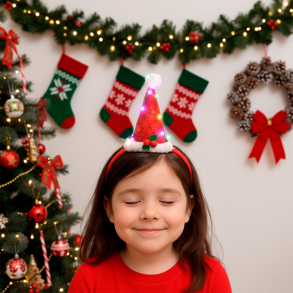 Diadema Navideña con Gorrito LED Fiesta y Navidad DGNL2