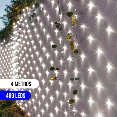 Luces Malla LED 480 Luces 4x1 M Luz Navidad Azul Cable Transparente LEDN480L