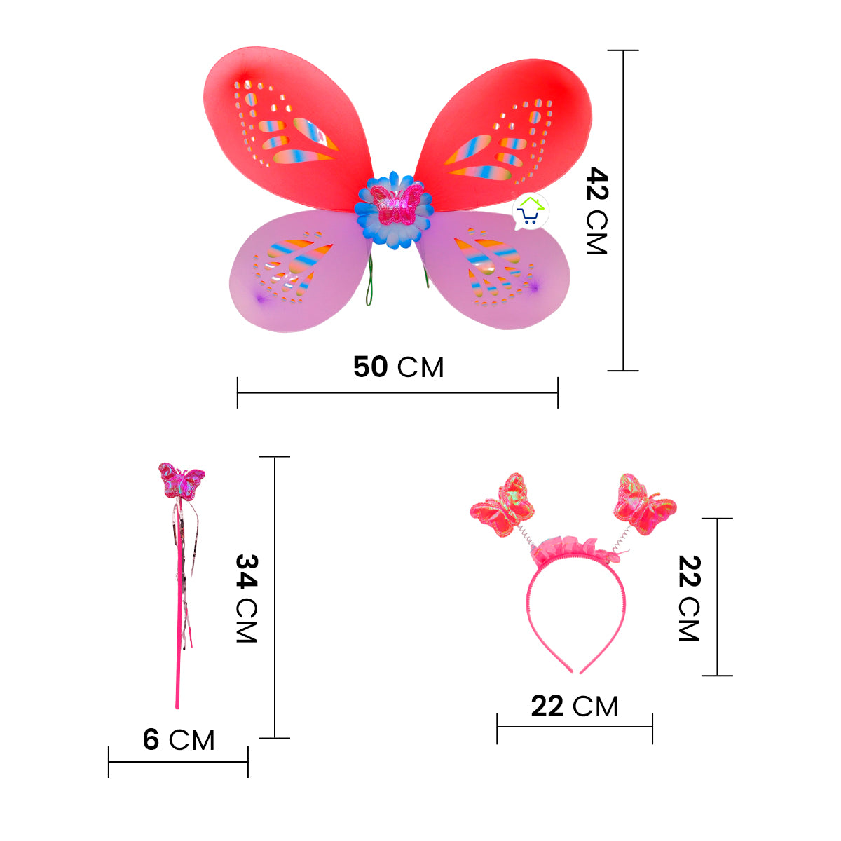 Disfraz De Mariposa Hada Alas Diadema Varita Halloween OF491