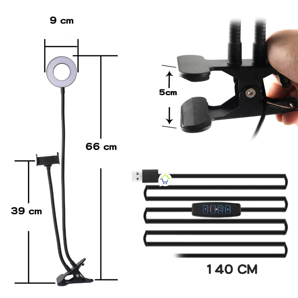 Aro de Luz + Pinza + Soporte Para Celular LO5-21