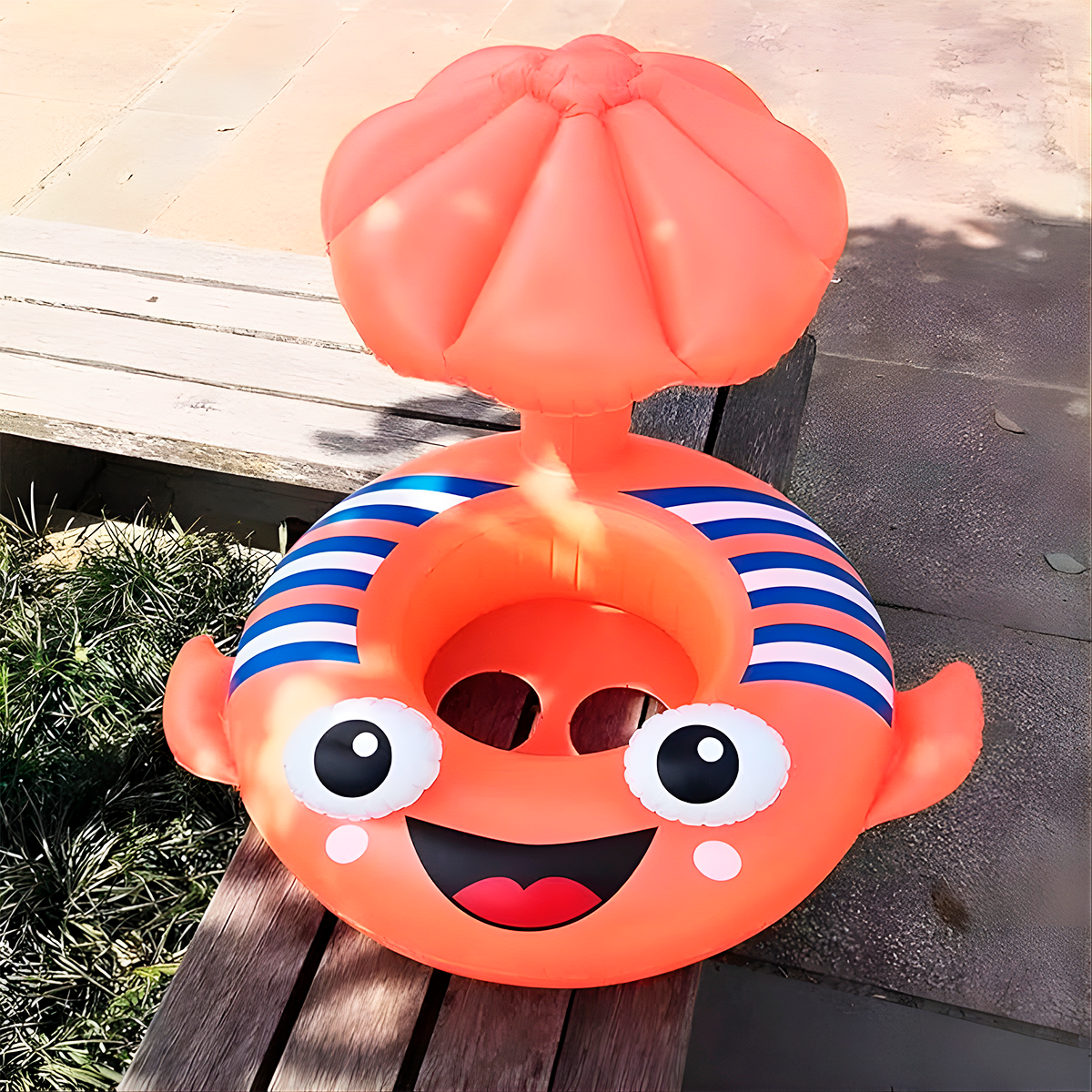 Flotador Pez Inflable Sombrilla Protectora Salvavidas Infantil Piscina MYT-87