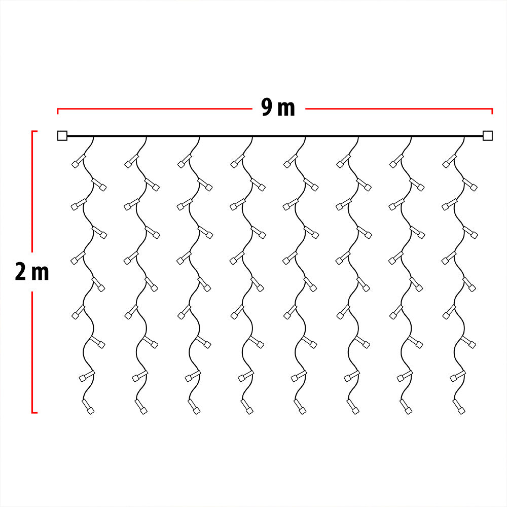 Luz Cascada 9X2 Metros 600 LED Luces Navidad Cálido 600LEDCA