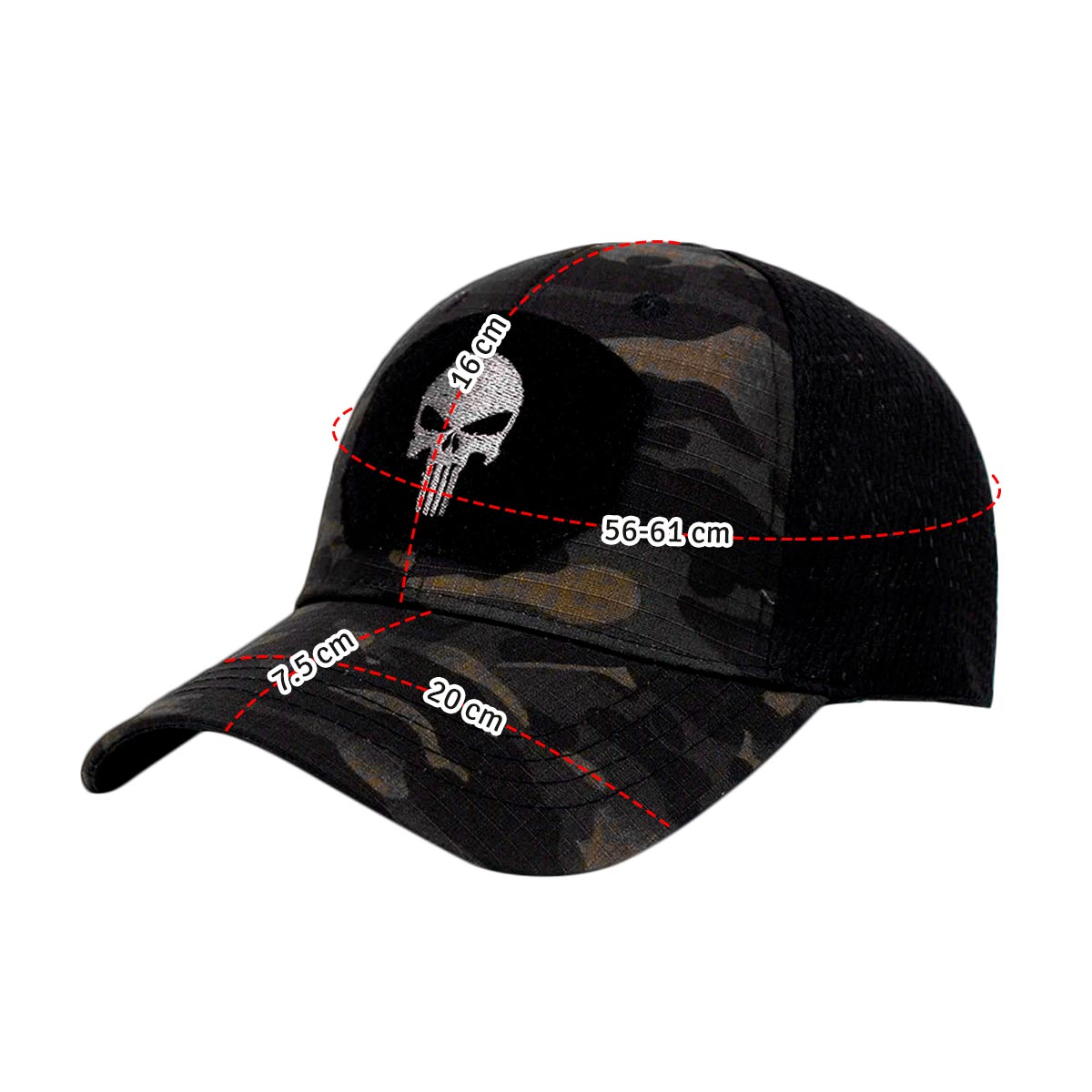 Gorra Calavera Ajustable Cachucha Con Velcro Para Parches GTC01