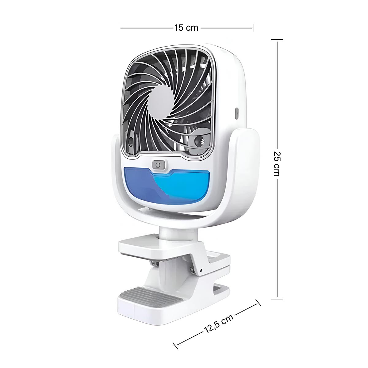 Ventilador Rociador Multidireccional Recargable con Gancho Luz LED L241-069