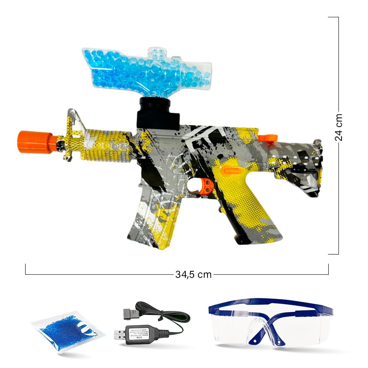 Pistola M4 De Juguete Hidrogel Lanzador Eléctrico + 5.000 Orbis RS00-60