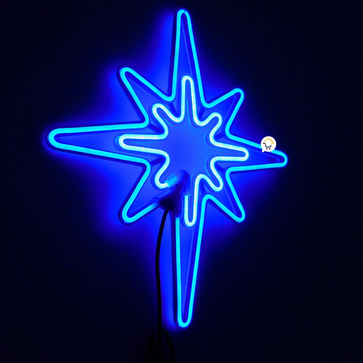 Estrella Luz Neón 8 Puntas Puerta Navidad Azul 2208xh