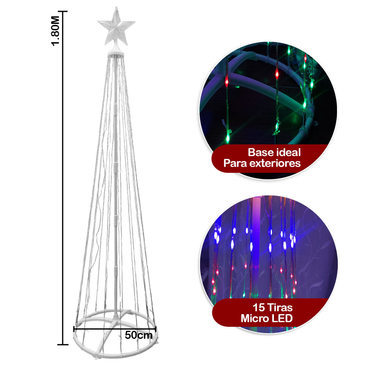 Árbol De Tiras Micro LED 1.8 Metros 200L Navidad 1622