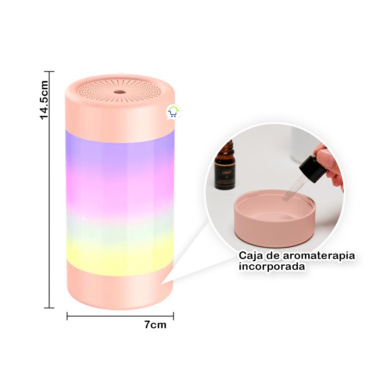 Difusor Humidificador Multicolor Luz Led Aromaterapia portátil DQ119