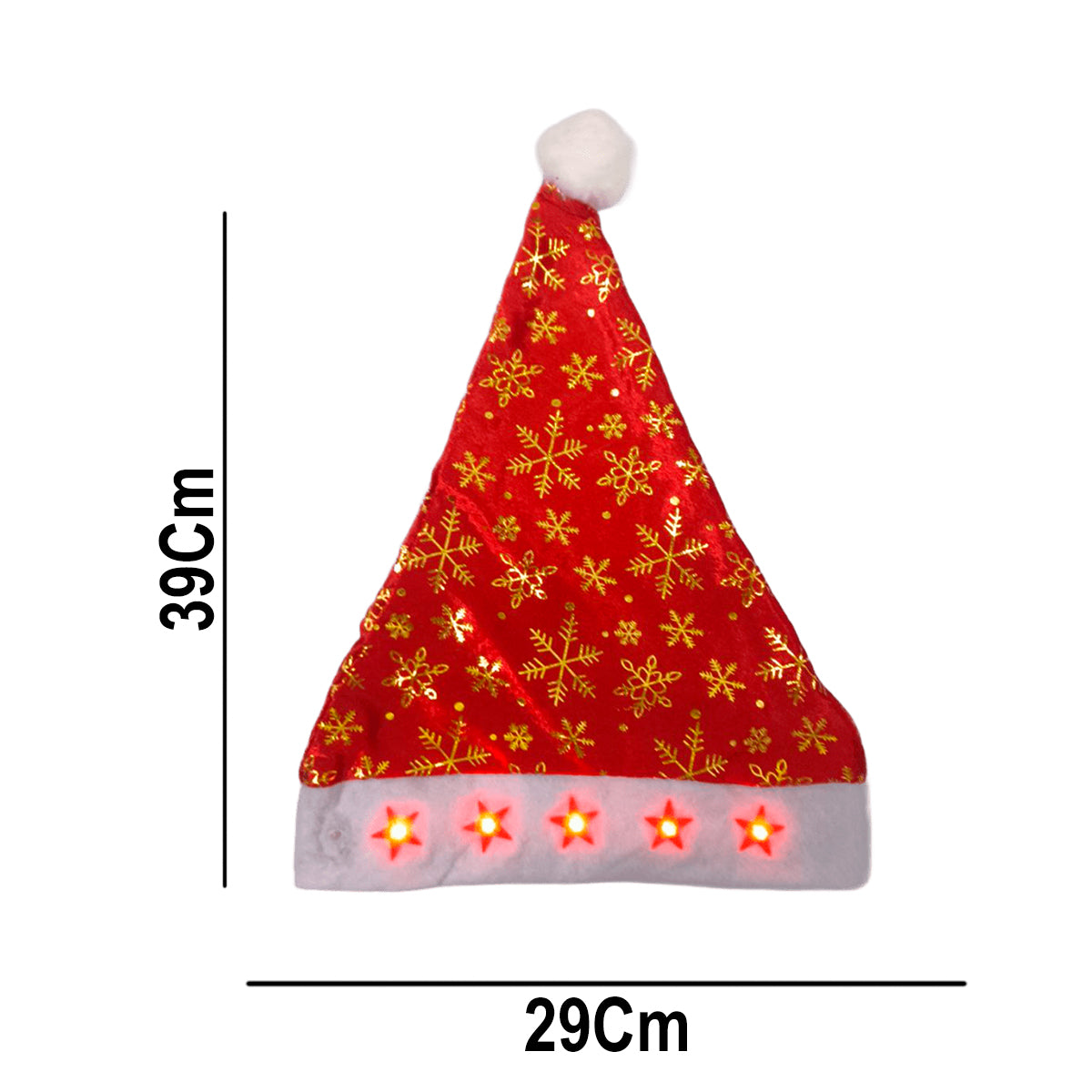 Gorro Navideño con Luces LED Estrellas Rojas GNEC001