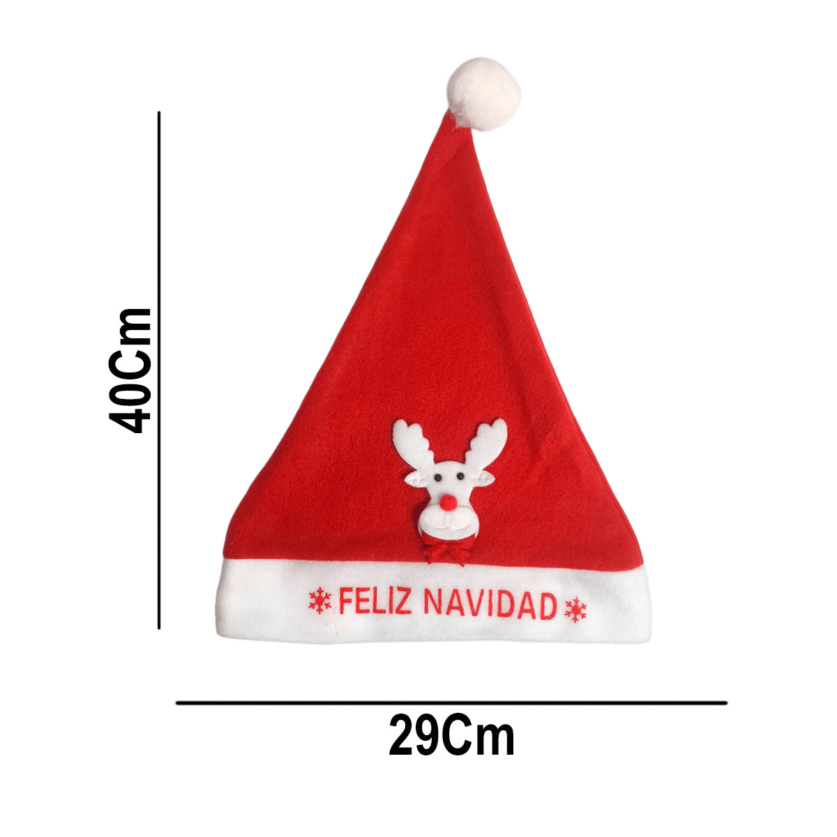 Gorro Navideño Feliz Navidad con Aplique 3D para Adultos Reno Papá Noel GNRP01