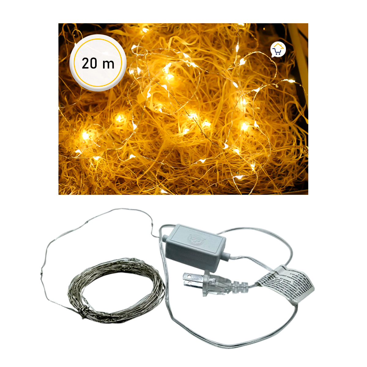 Extensión Micro LED Lineal 20 m 200 Luces Navidad Cálido 1545