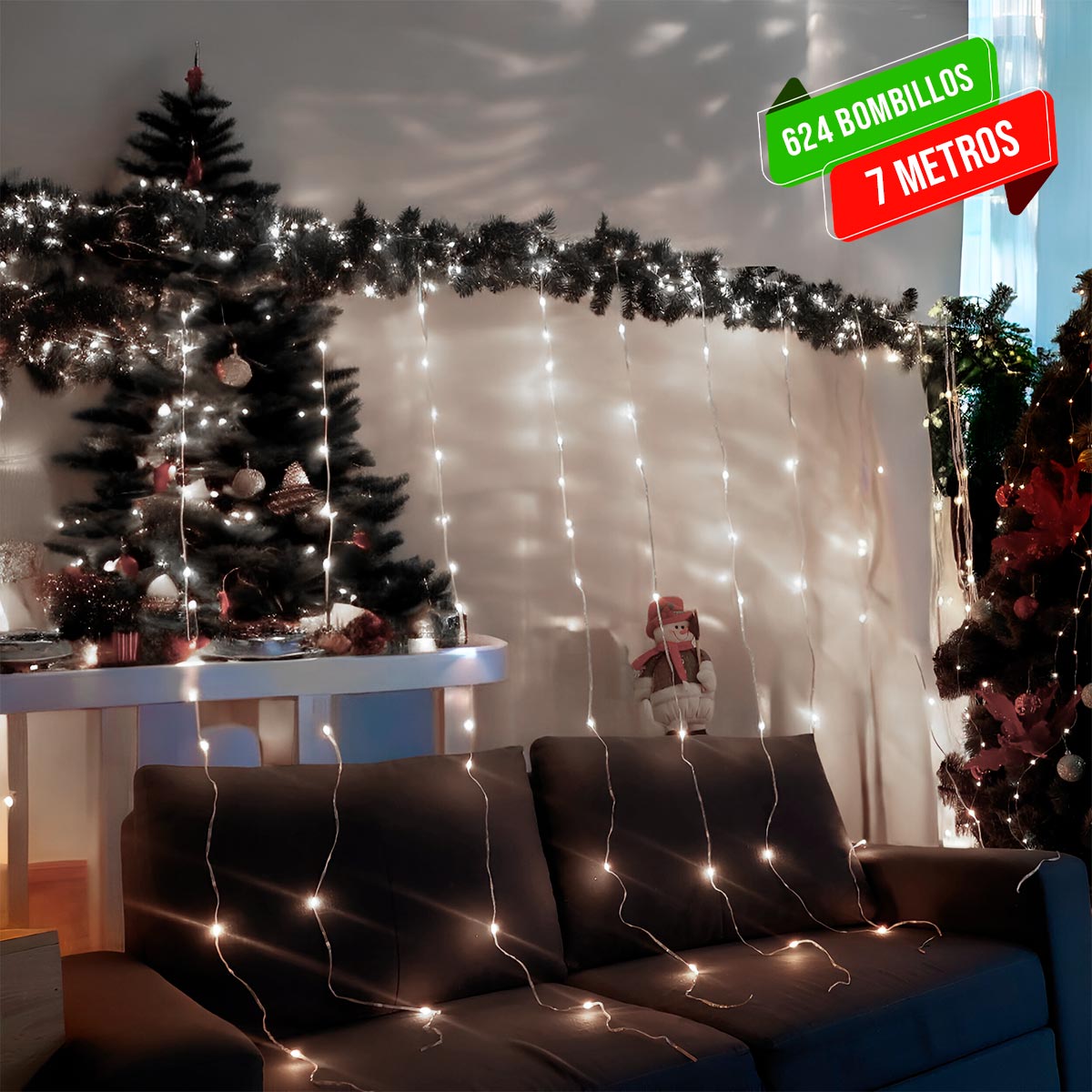 Cortina Luces LED Navidad 7x2M Decoración 1786