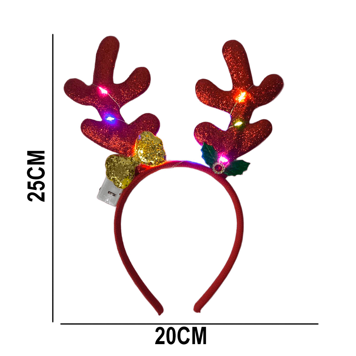Diadema Navideña con Cuernos LED de Reno Moño Navidad DRMÑ01