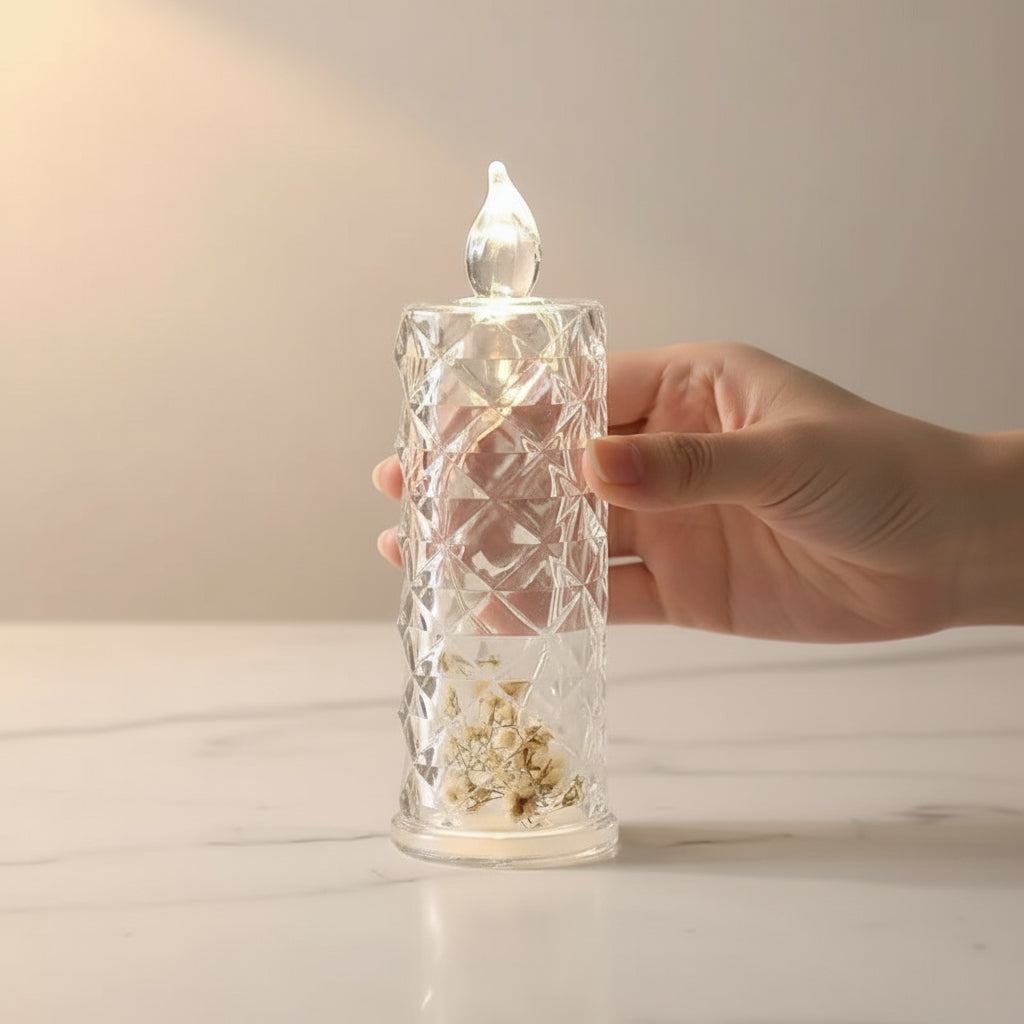 Velas LED X3 Efecto Cristal Sin Llama Decoración Navidad SVD01