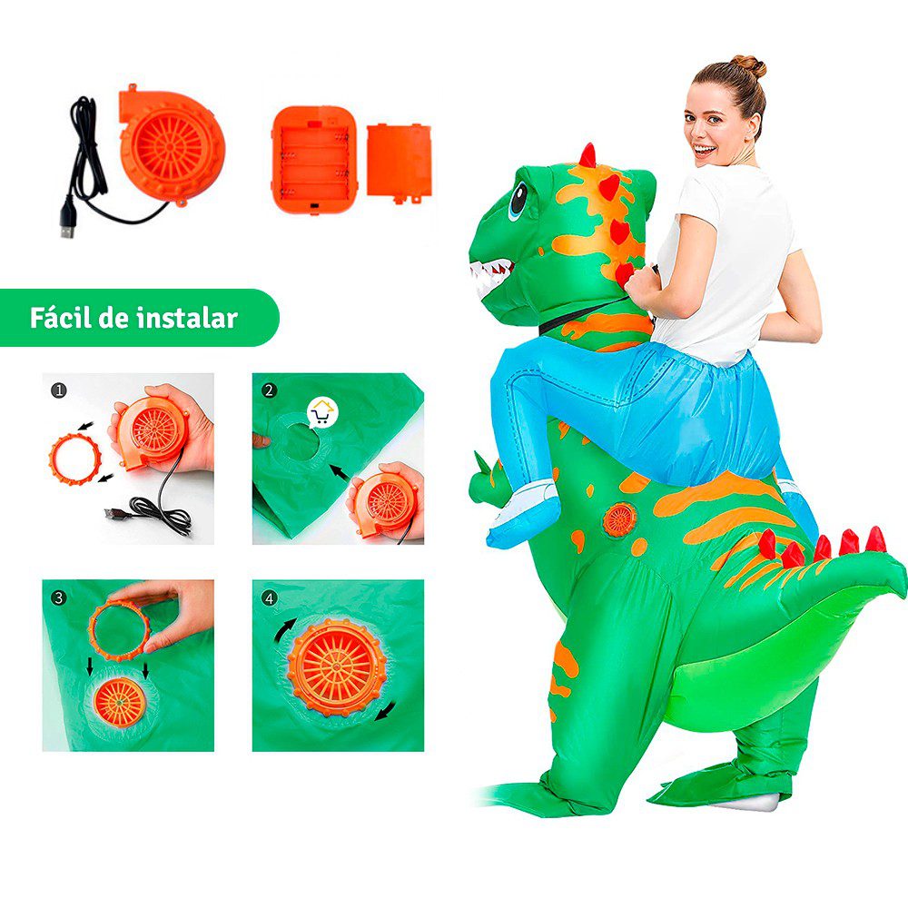 Disfraz De Dinosaurio T-rex Inflable Montable Adulto Halloween DIREX