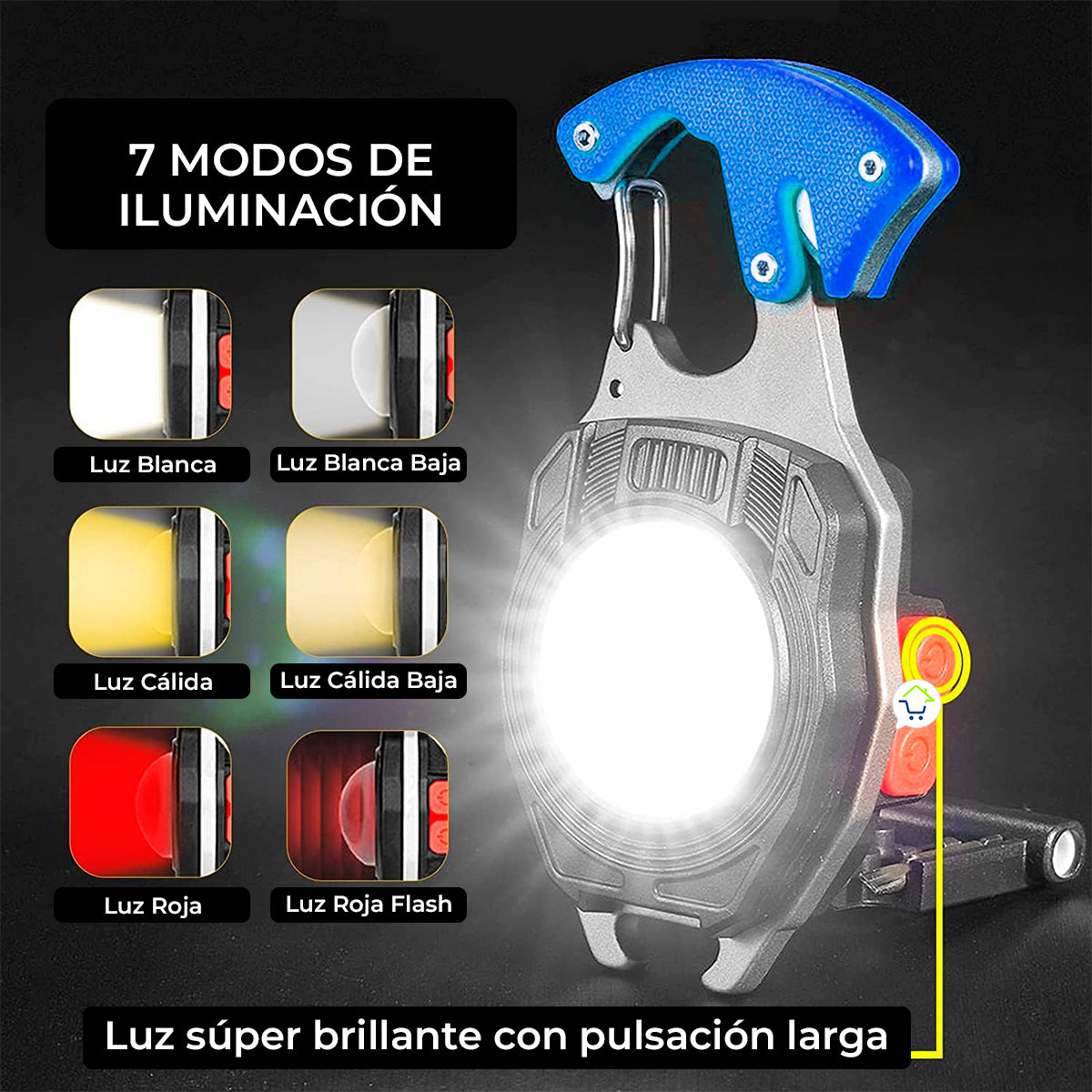 Mini Linterna COB 9 en 1 Recargable Llavero W5147