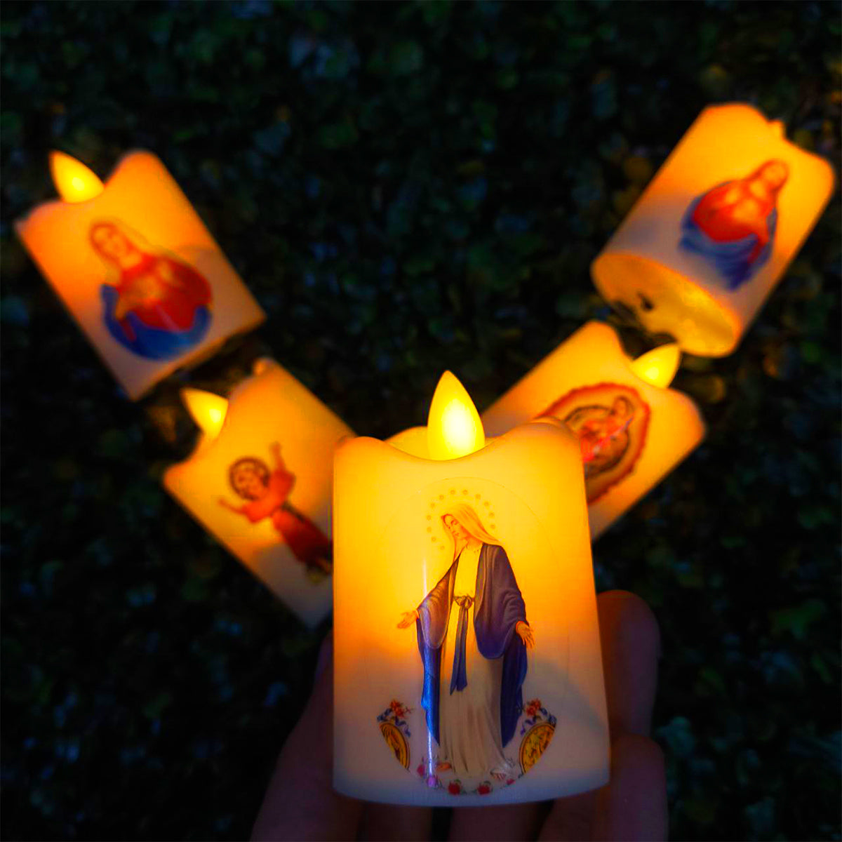 Velas LED Religiosas x3 Santos y Vírgenes Luz Cálida Decorativa SLT2660