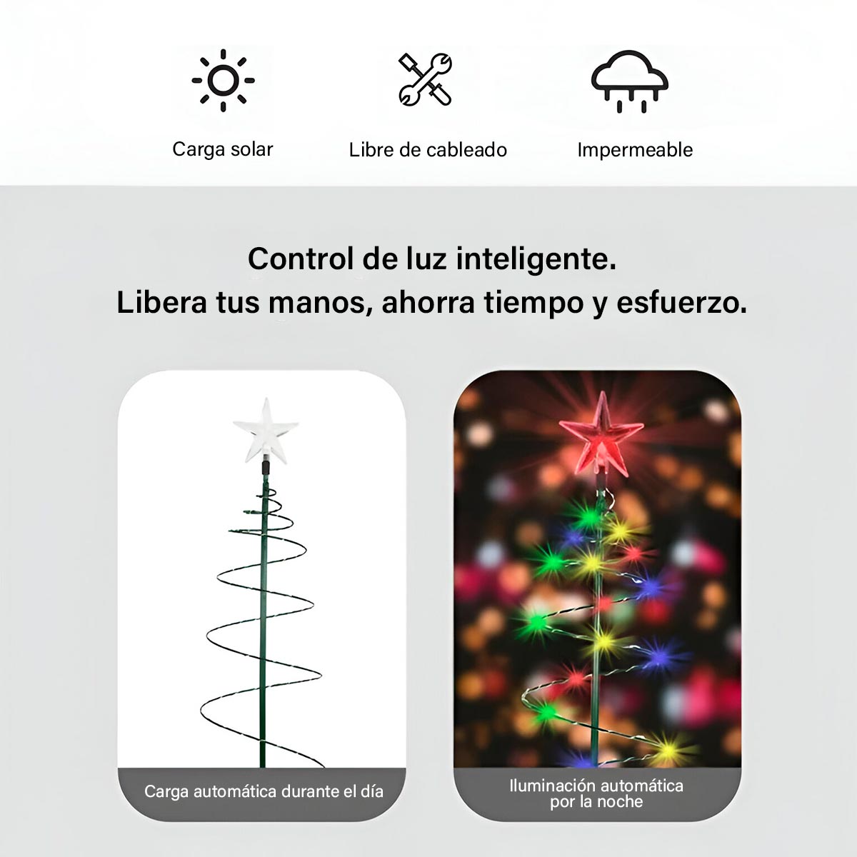 Árbol de Navidad Para Jardín Panel Solar Espiral C2015