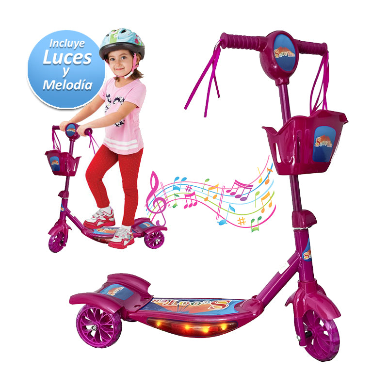 Patineta Scooter Canasta Monopatín Con Luces Y Sonidos MP01-JJL
