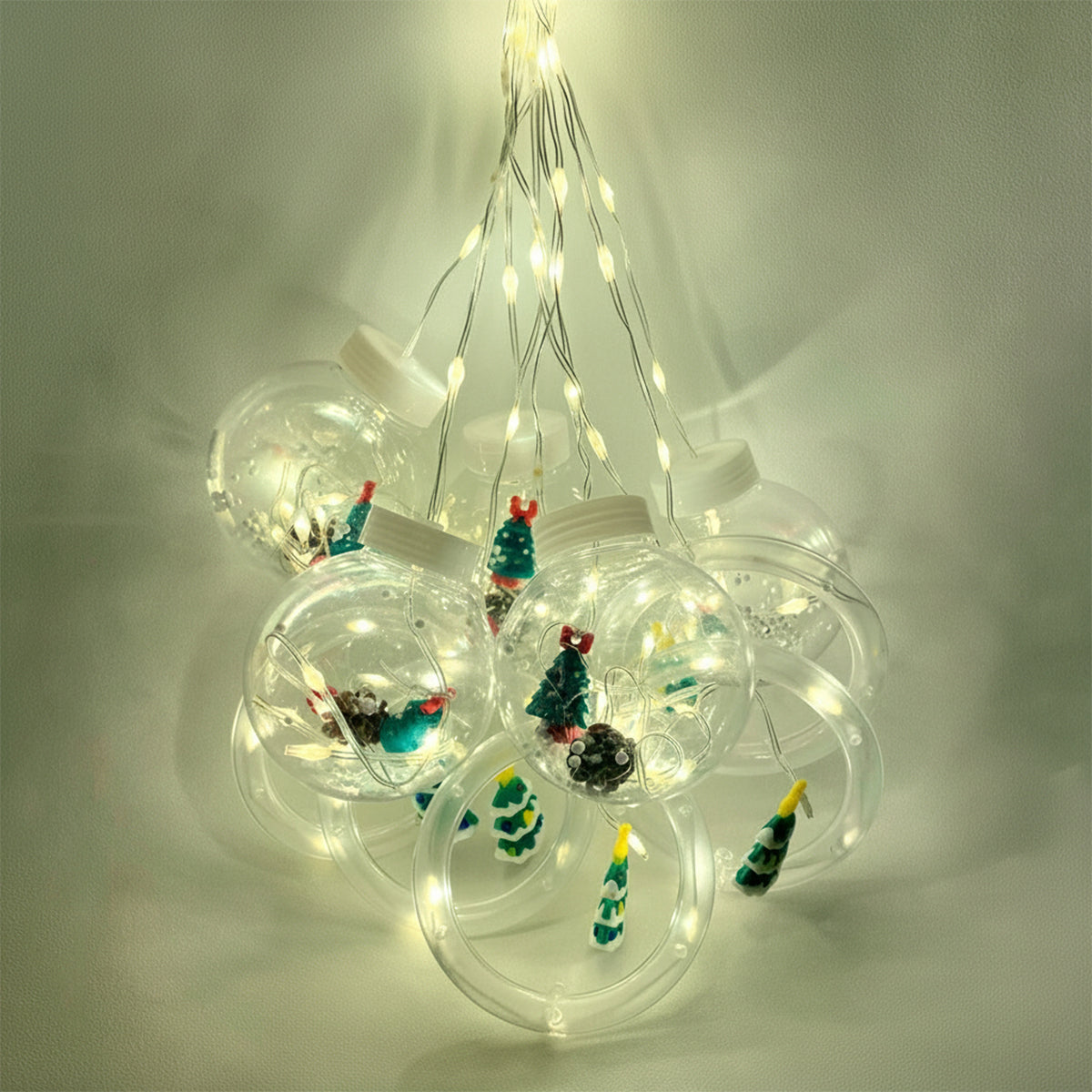 Cortina Intercalada Bolas con Aros 3M 150 LEDS 150